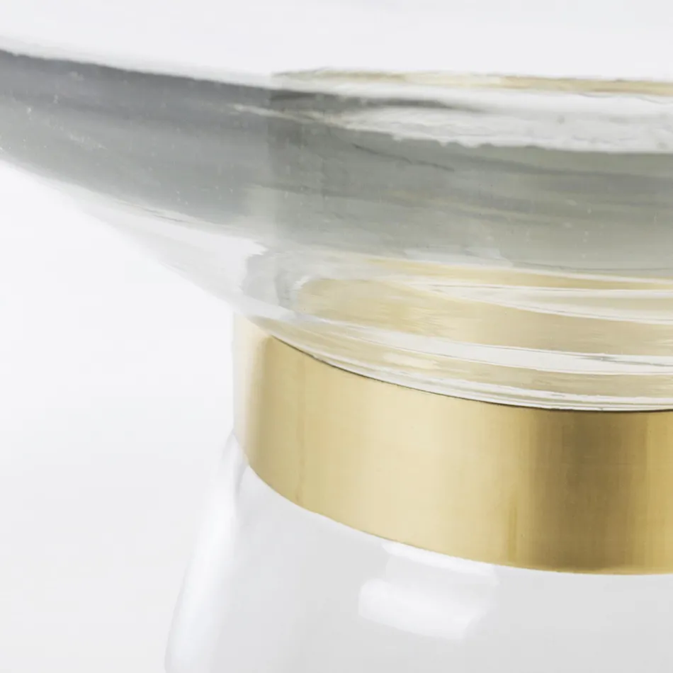 Sofabord i glas og dekoration i messingbelagt stål - Gabrio Viadurini