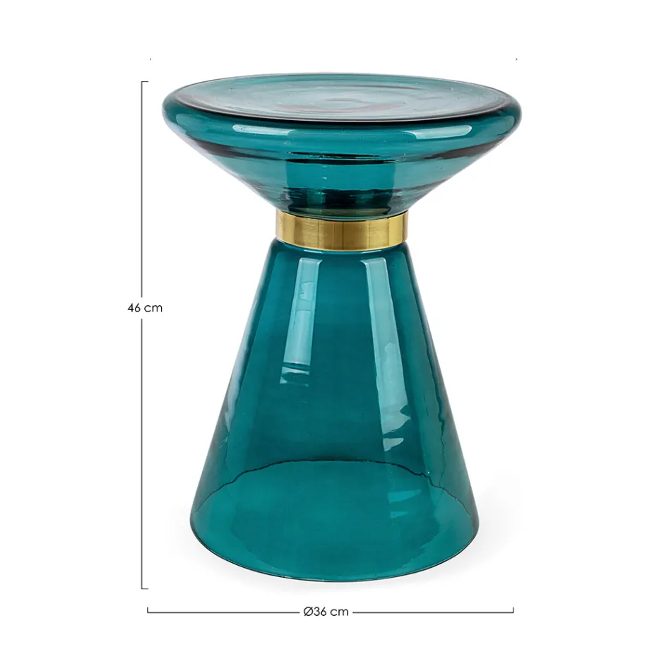 Sofabord i glas og dekoration i messingbelagt stål - Gabrio Viadurini