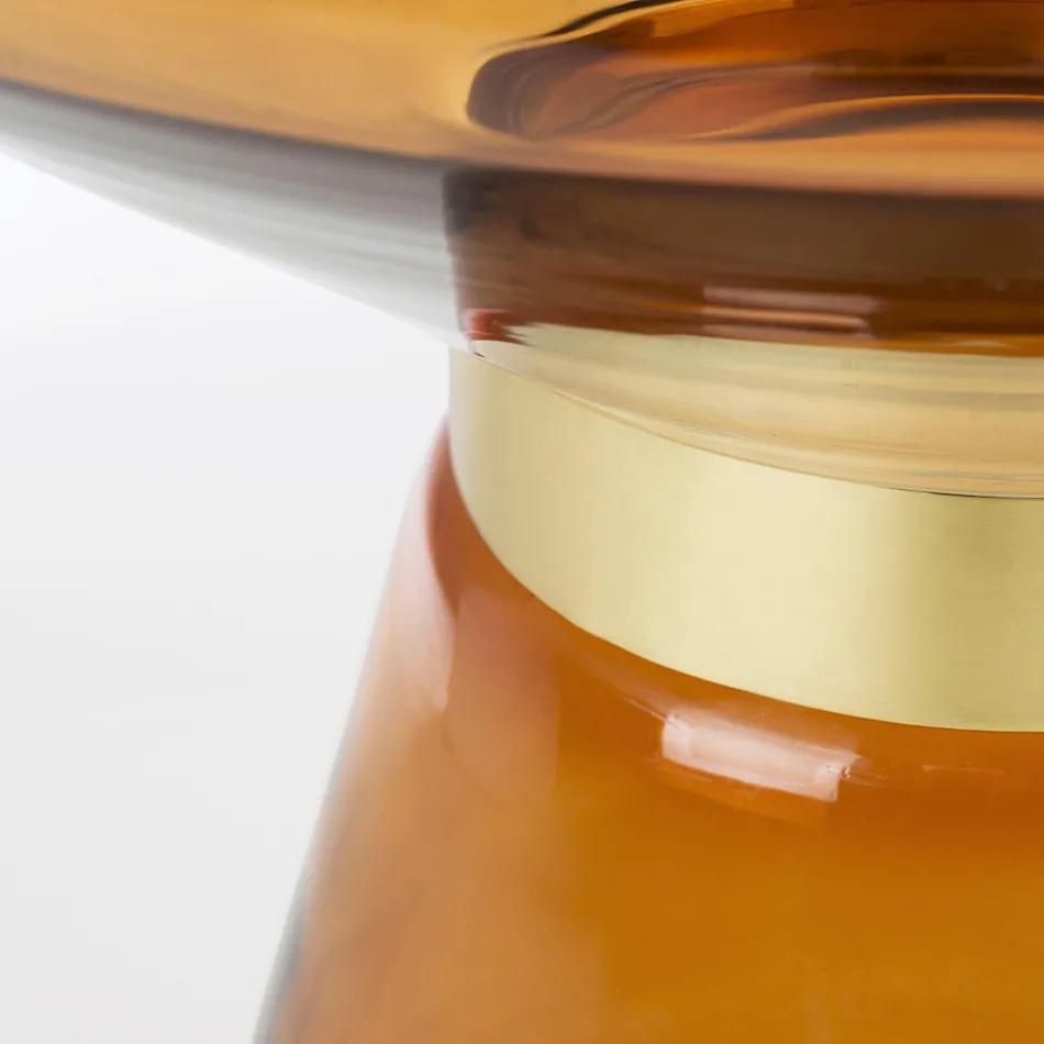 Sofabord i glas og dekoration i messingbelagt stål - Gabrio Viadurini