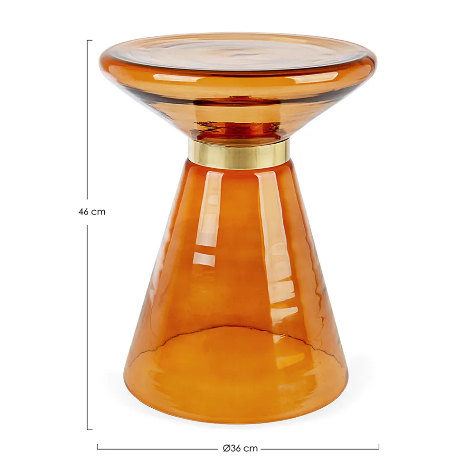 Sofabord i glas og dekoration i messingbelagt stål - Gabrio Viadurini