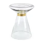 Sofabord i glas og dekoration i messingbelagt stål - Gabrio Viadurini