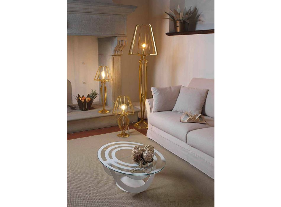 Sofabord i glas og hvidt jern eller skifer fremstillet i Italien - Olfeo Viadurini