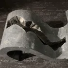 Sofabord i hærdet glas med Fossil Stone Base - Jordan Viadurini