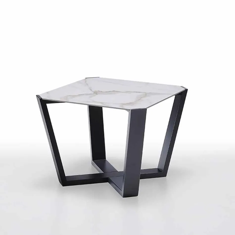 Moderne sofabord i Gres og bøg træ fremstillet i Italien - Titanic Viadurini