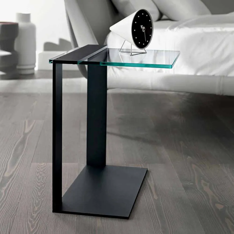 Moderne metal og røget eller klart glas sofabord fremstillet i Italien - Teilor Viadurini