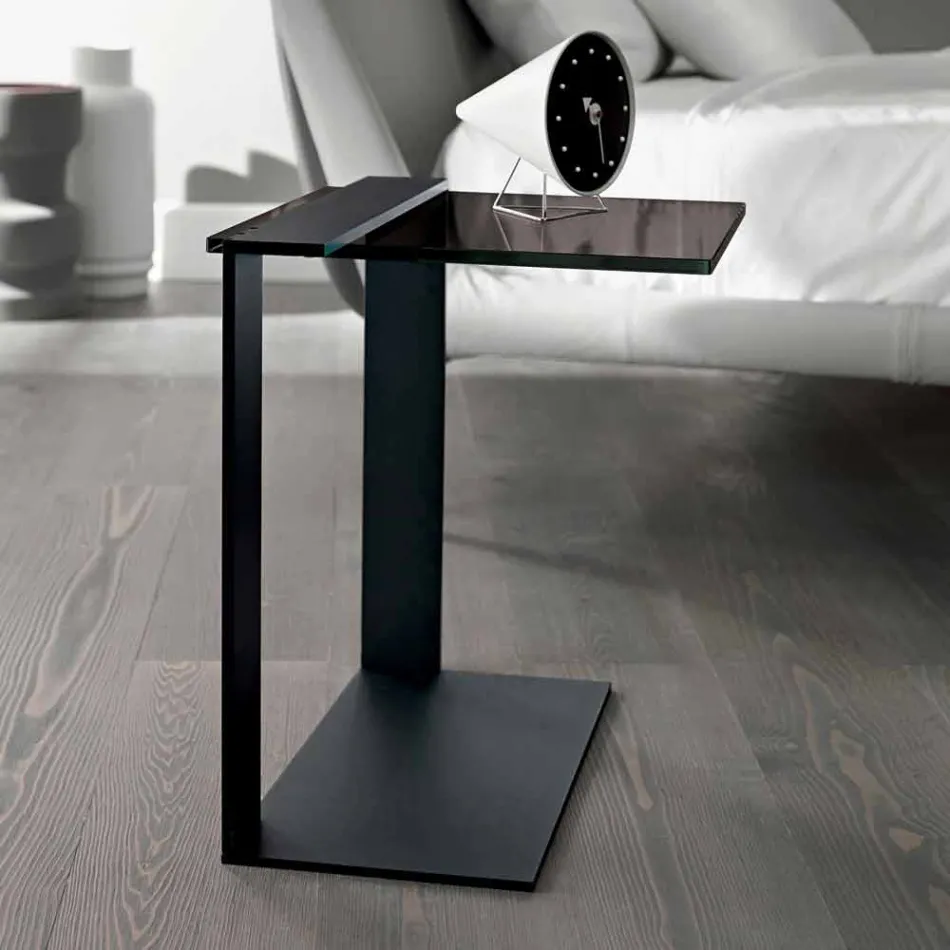 Moderne metal og røget eller klart glas sofabord fremstillet i Italien - Teilor Viadurini