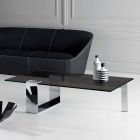 Moderne sofabord med røget glasplade og metalbund lavet i Italien - Scoby Viadurini