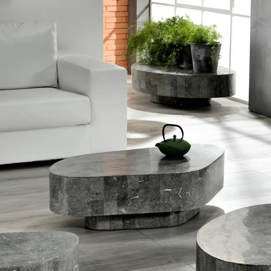 Moderne sofabord formet i fossil sten - Bowie Viadurini