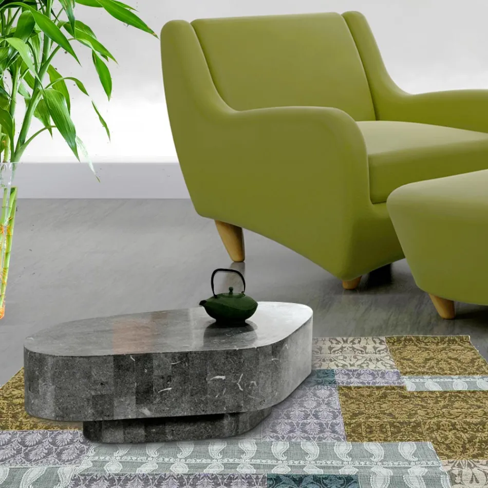 Moderne sofabord formet i fossil sten - Bowie Viadurini