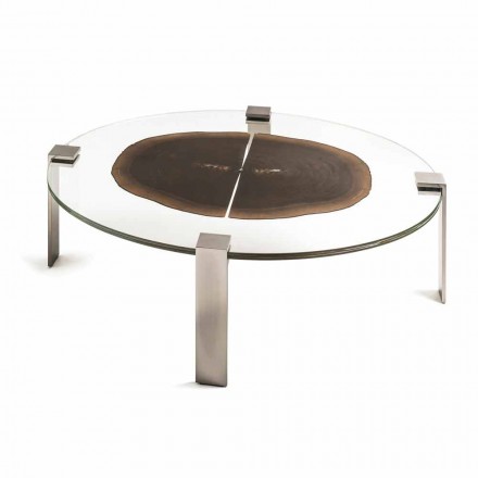 Tabel ovale Lav stue med glas og træ gulv Buck 1 Viadurini