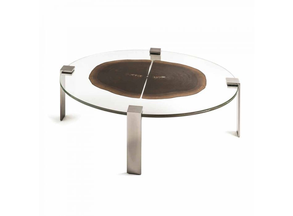 Tabel ovale Lav stue med glas og træ gulv Buck 1 Viadurini
