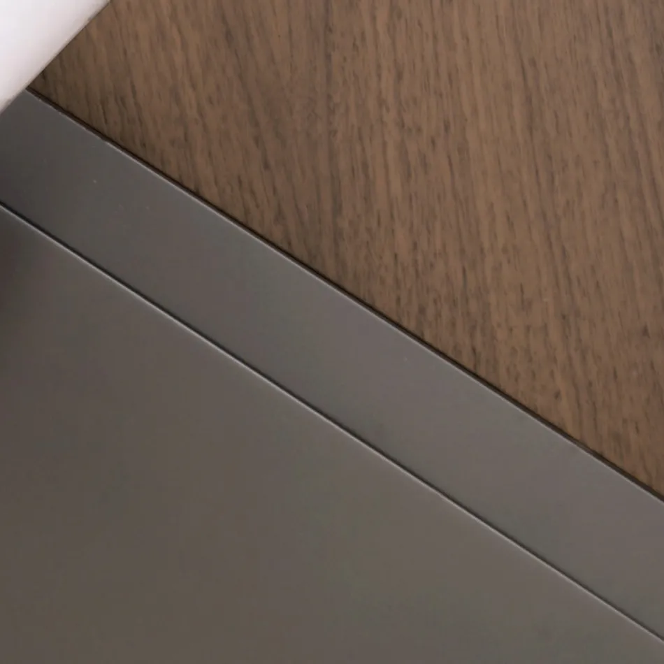 Ovalt sofabord i metal og tofarvet træplade - Comacchio Viadurini