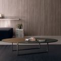 Ovalt sofabord i metal og tofarvet træplade - Comacchio