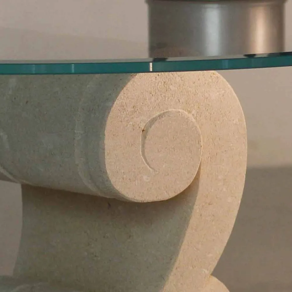 Ovalt sofabord i sten og krystal design Aracne-S Viadurini