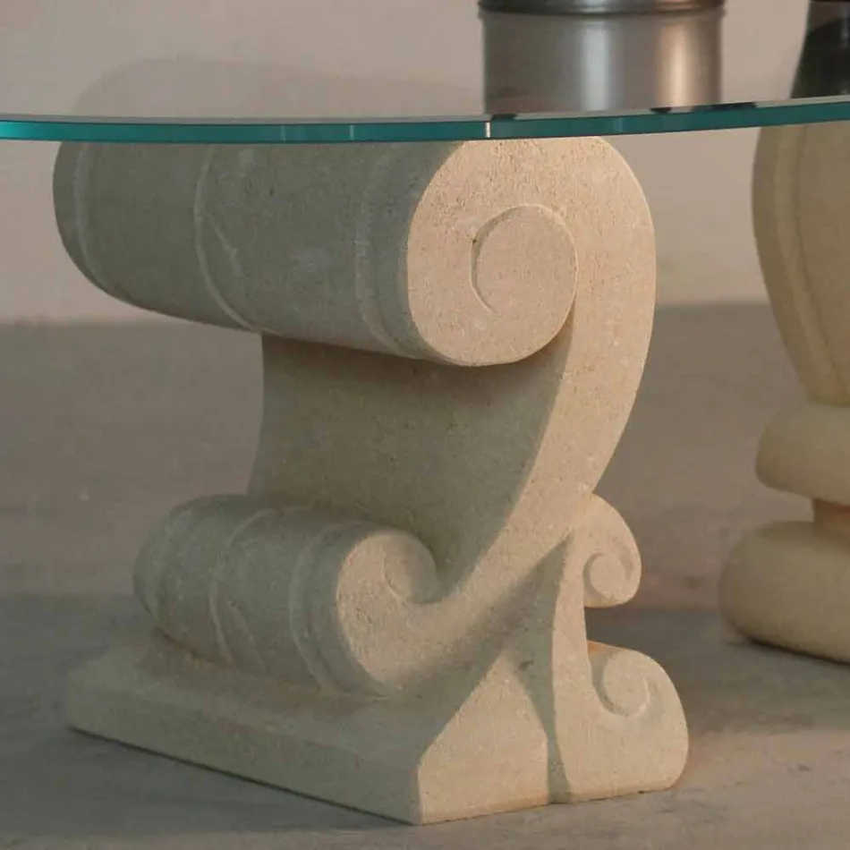 Ovalt sofabord i sten og krystal design Aracne-S Viadurini