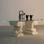 Ovalt sofabord i sten og krystal design Aracne-S Viadurini