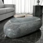 Ovalt sofabord i moderne fossilsten - Avenue Viadurini