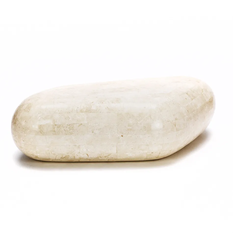 Ovalt sofabord i moderne fossilsten - Avenue Viadurini