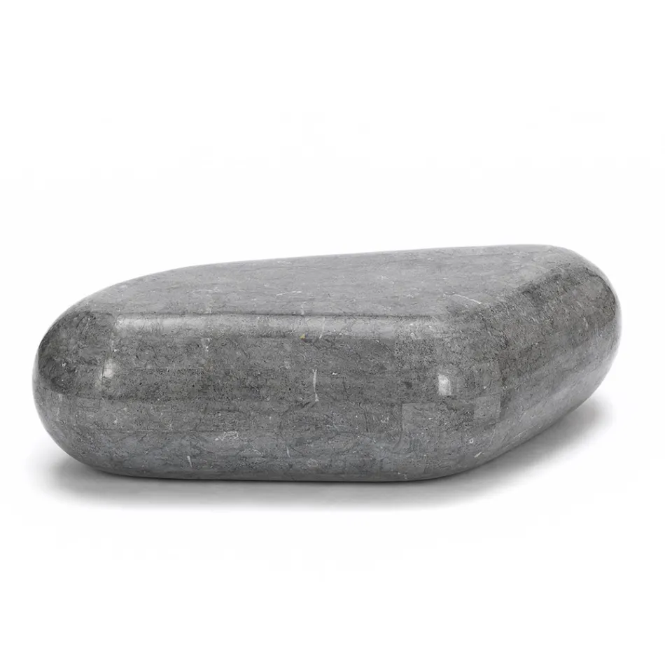 Ovalt sofabord i moderne fossilsten - Avenue Viadurini