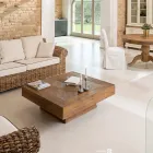 Firkantet sofabord i genbrugt tropisk træ - rutsjebane Viadurini