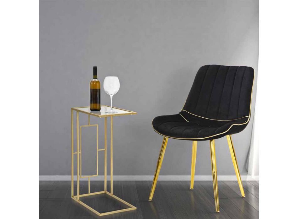 Rektangulært sofabord i moderne jern og glas - Albertino Viadurini