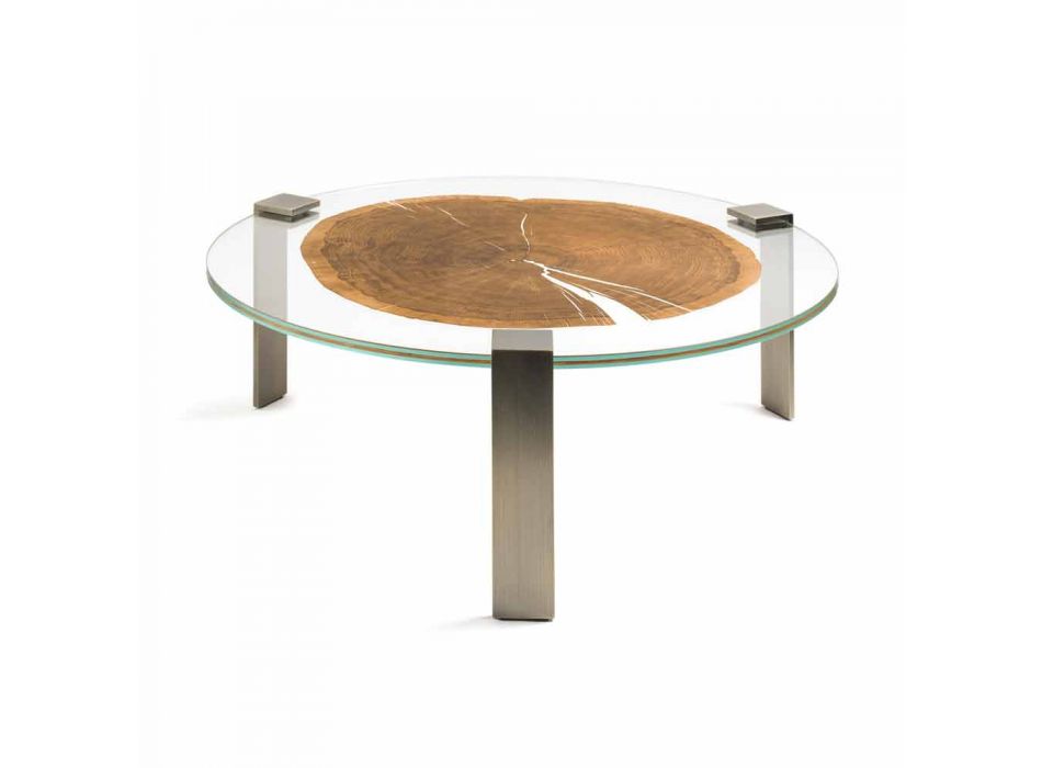 Sofabord runde Lav stue med glas og træ gulv Buck Viadurini