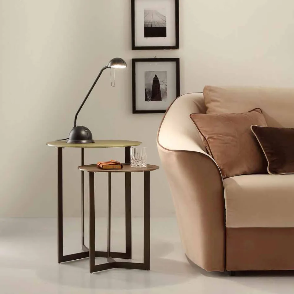 Rundt sofabord med krystalplade Fremstillet i Italien - Indio Viadurini