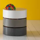 Rundt sofabord med drejelige hylder og containere i MDF - Pitty Viadurini