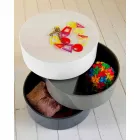 Rundt sofabord med drejelige hylder og containere i MDF - Pitty Viadurini