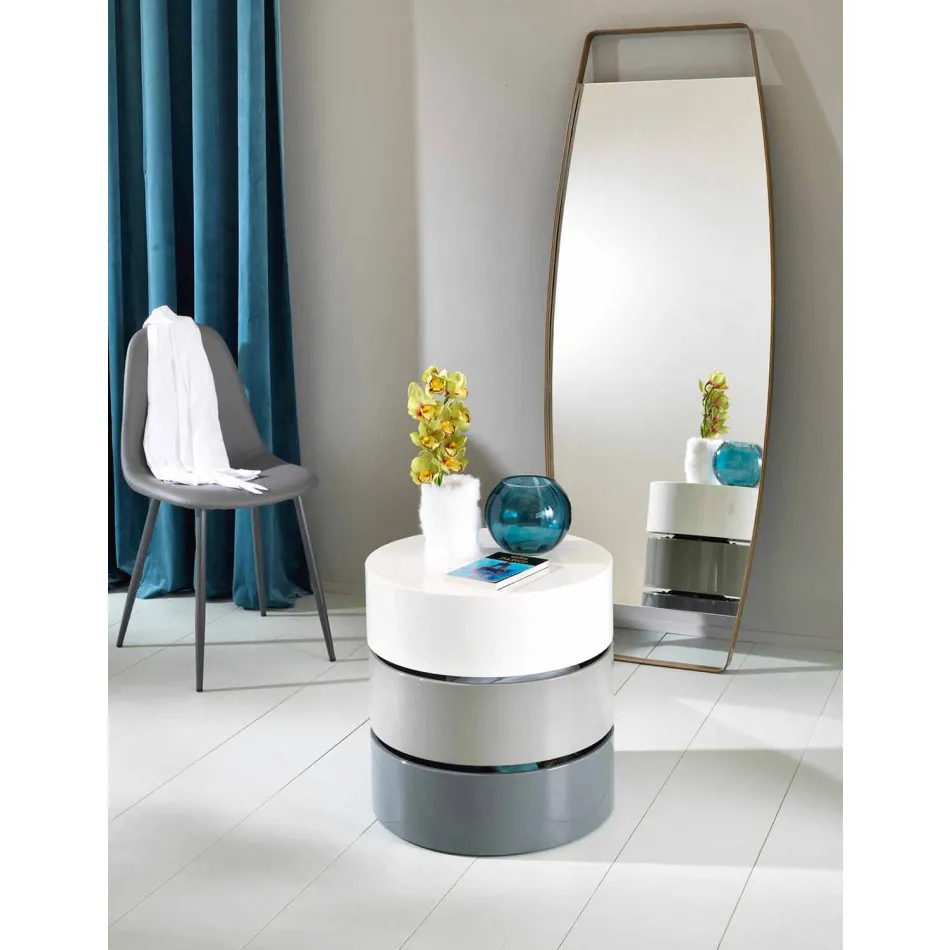 Rundt sofabord med drejelige hylder og containere i MDF - Pitty Viadurini