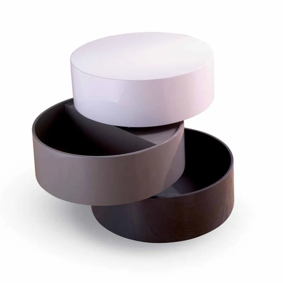 Rundt sofabord med drejelige hylder og containere i MDF - Pitty Viadurini