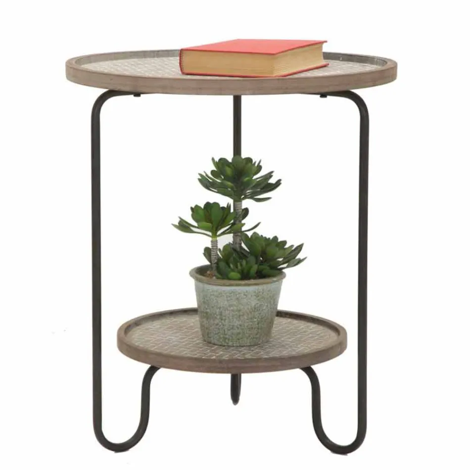 Rundt sofabord i jern og MDF i moderne design - Luther Viadurini