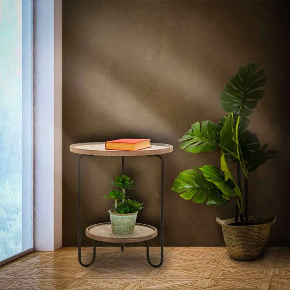 Rundt sofabord i jern og MDF i moderne design - Luther Viadurini