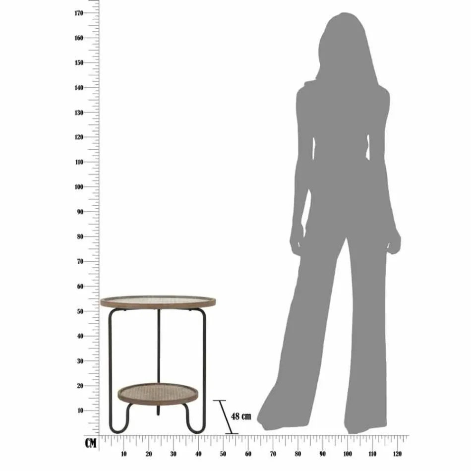 Rundt sofabord i jern og MDF i moderne design - Luther Viadurini