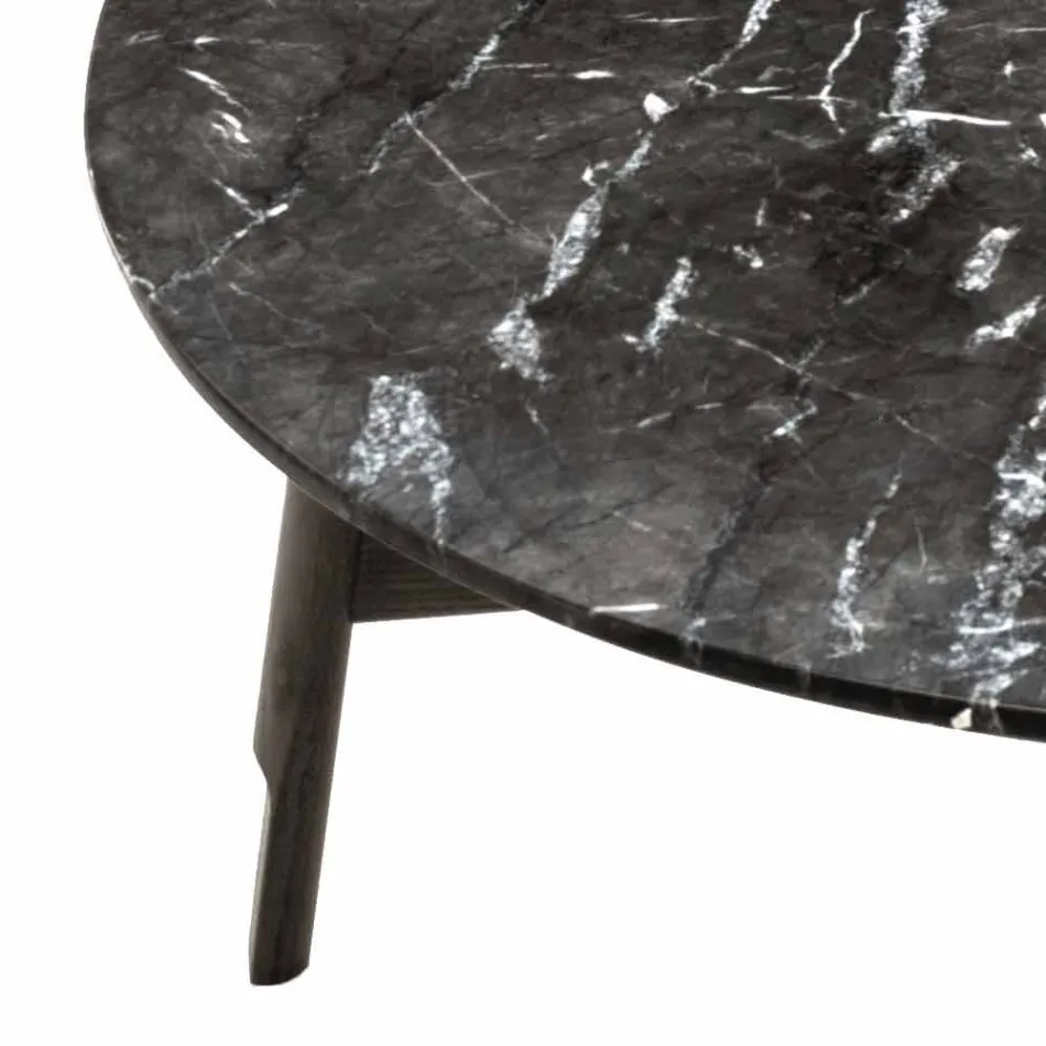 Rundt sofabord i marmor og bøgetræ Made in Italy - Daniela Viadurini