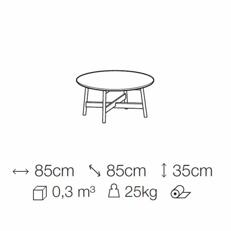 Rundt sofabord i marmor og bøgetræ Made in Italy - Daniela Viadurini