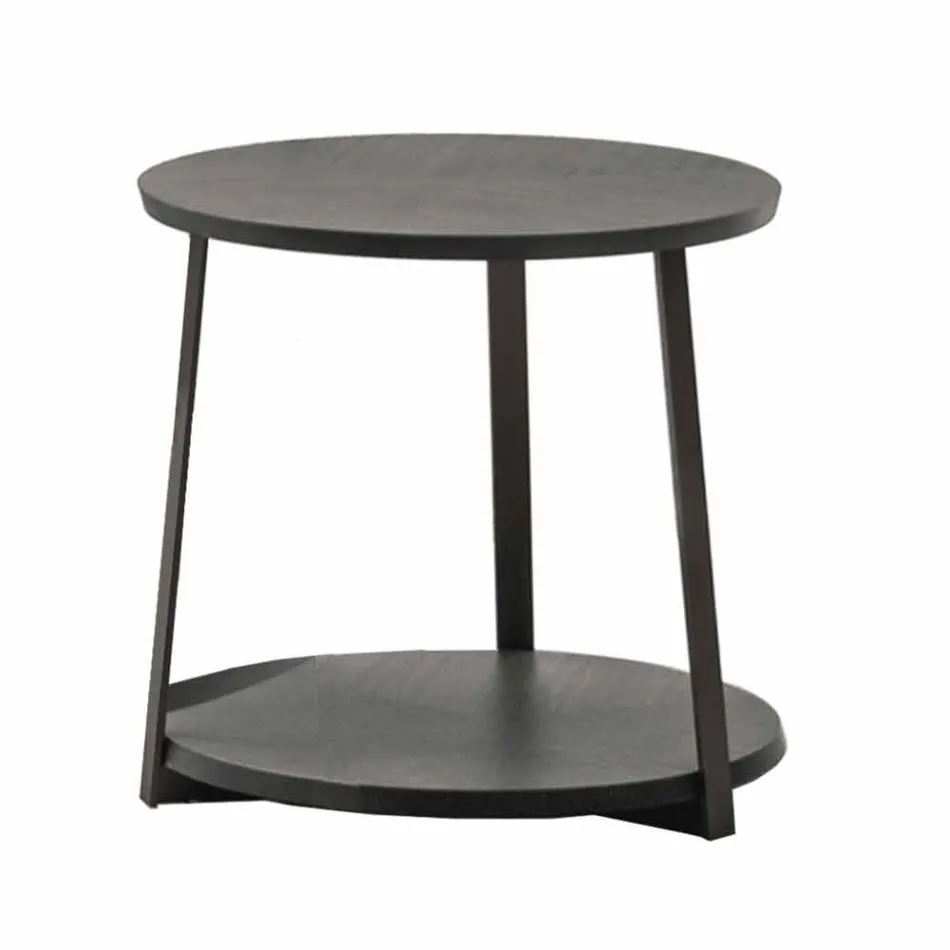 Rundt sofabord i Mdf med metalstruktur fremstillet i Italien - Aloe Viadurini