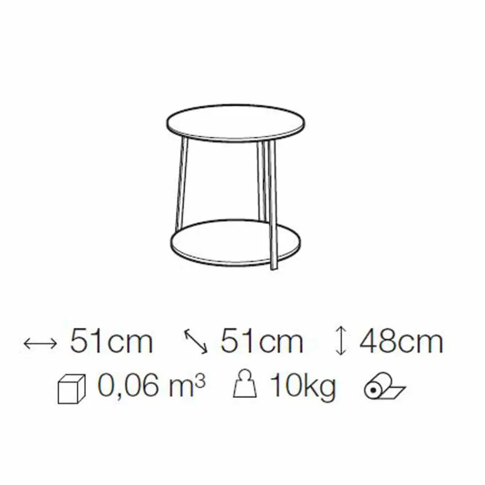 Rundt sofabord i Mdf med metalstruktur fremstillet i Italien - Aloe Viadurini
