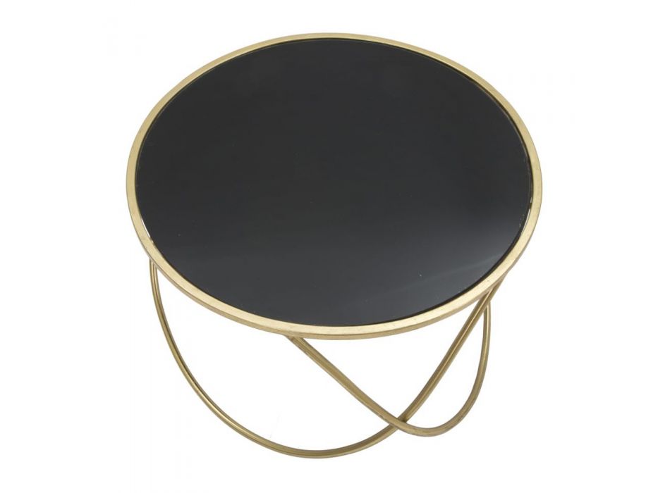Rundt sofabord i sort glas og guldfinishjern - Rebel Viadurini