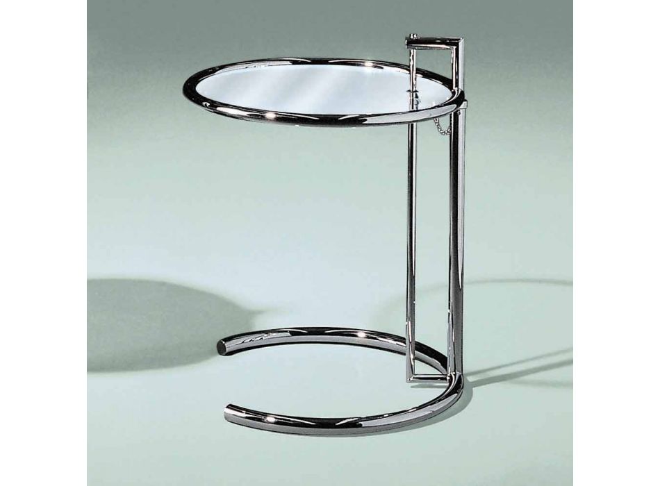 Rundt sofabord i hærdet glas og stål fremstillet i Italien - Lennon Viadurini