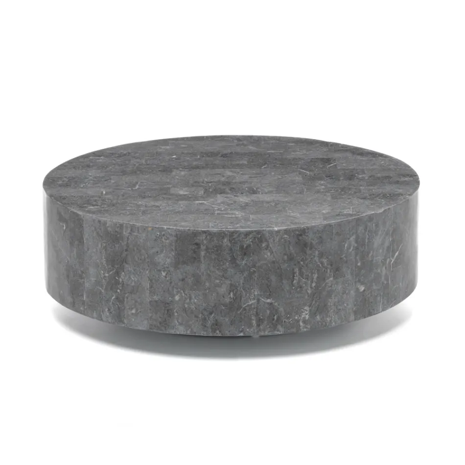 Moderne rundt sofabord i fossil sten - Vermont Viadurini