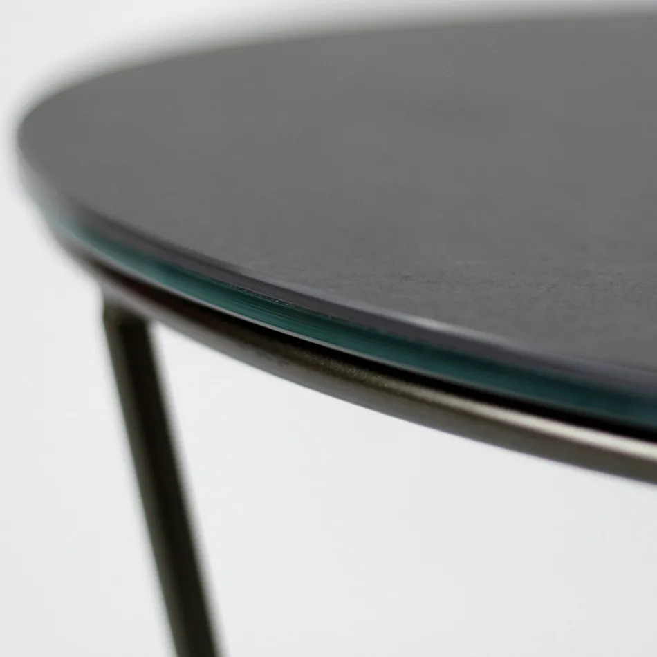 Rundt sofabord lavet i stentøj og stål lavet i Italien - Paini Viadurini