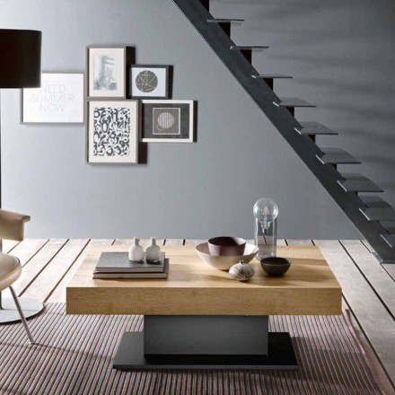 Transformerbart sofabord i træ og stål fremstillet i Italien - Demetro Viadurini