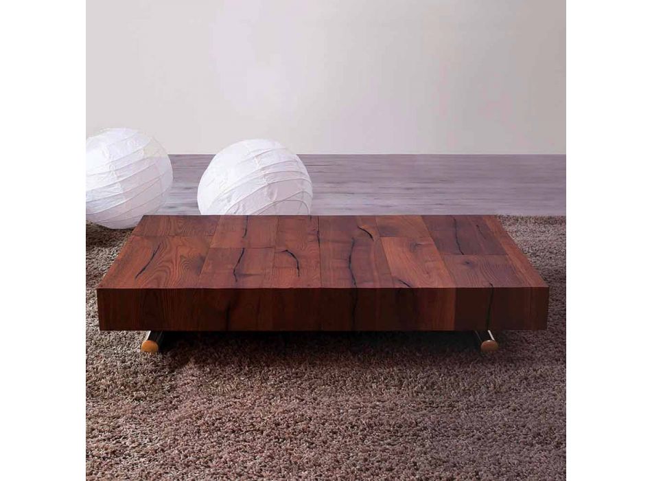 Transformerbart sofabord i træ og metal fremstillet i Italien - Patroclus Viadurini