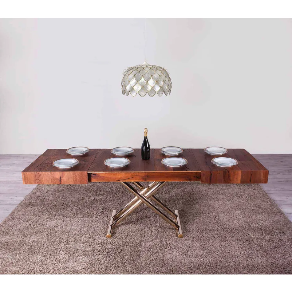 Transformerbart sofabord i træ og metal fremstillet i Italien - Patroclus Viadurini