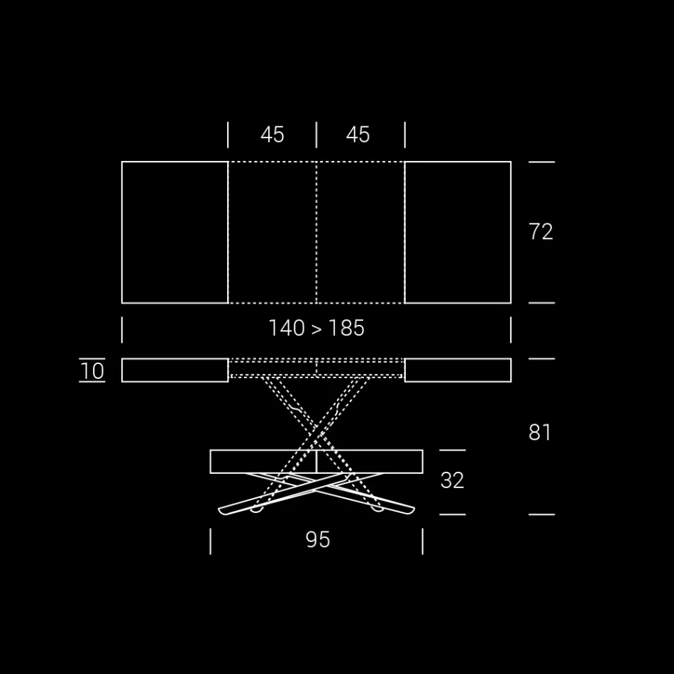Transformerbart sofabord i træ og metal, lavet i Italien - Sanrocco Viadurini