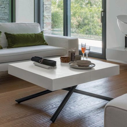 Transformerbart sofabord i træ og metal, lavet i Italien - Sanrocco Viadurini