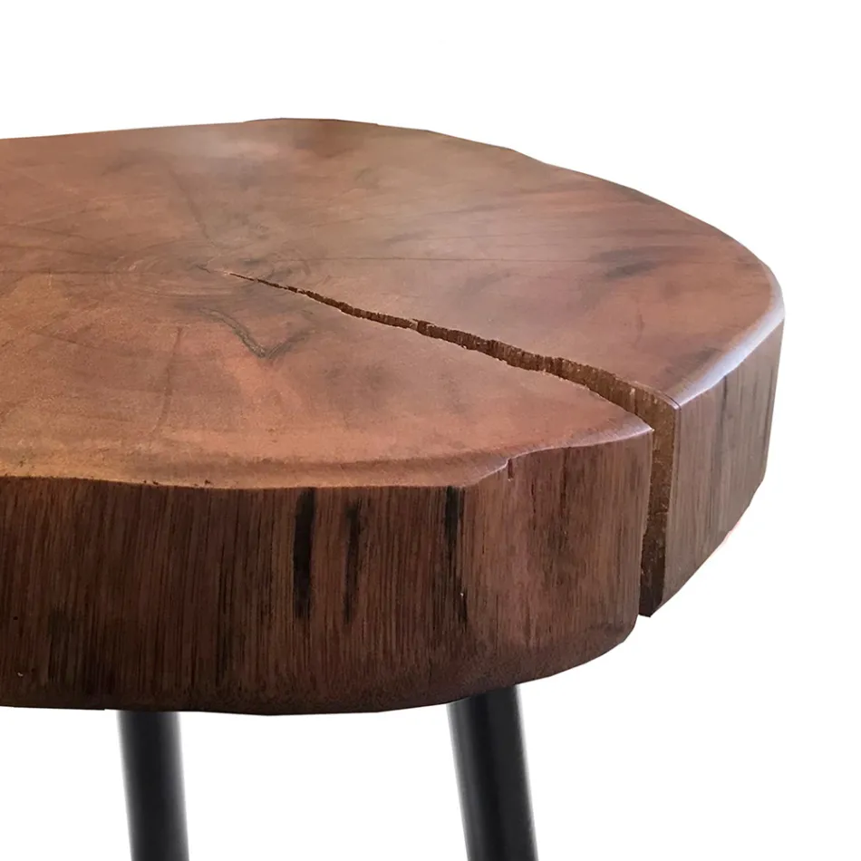 Stue sofabord med metalben og massiv træplade - Sardinien Viadurini