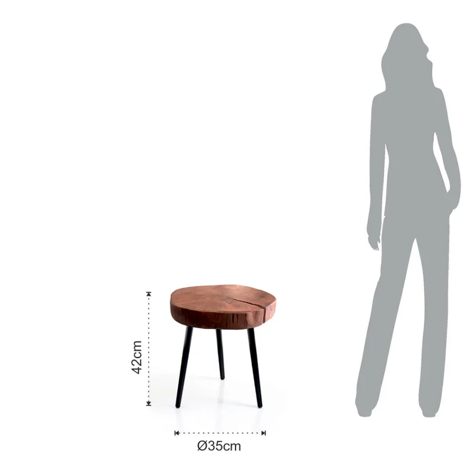 Stue sofabord med metalben og massiv træplade - Sardinien Viadurini