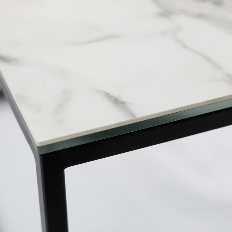 Sofabord af stentøj og stål fremstillet i Italien - Birba Viadurini